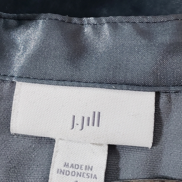 J.Jill Velvet Mockneck Band Collar Buttondown Women's Shirt Top Lux Silk S - Picture 6 of 13